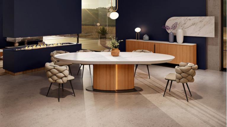 CANNELE extendable dining table | Soft, harmonious curves