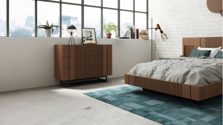 Living room chest of drawers, 3 black wooden drawers, NOVA