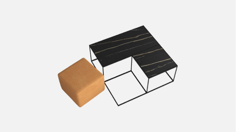 Coffee table BELLAGIO | Integrated pouffe