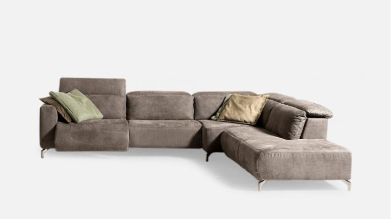 INDI electric corner chaise longue - This fabric or leather chaise longue offers extra-large relaxation for unwinding or relaxing.