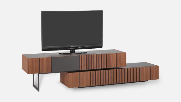 PIANA TV stand - Mix materials with this designer TV stand in wood, glass, ceramic or lacquer.