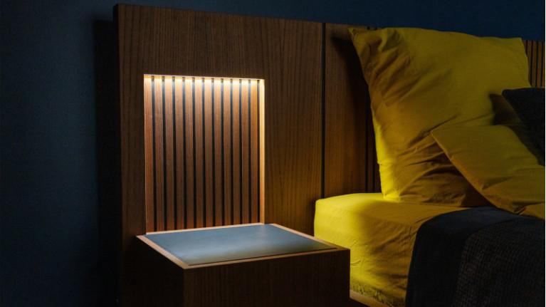 Bed with bedside tables PIANA | Unique and contemporary bed design