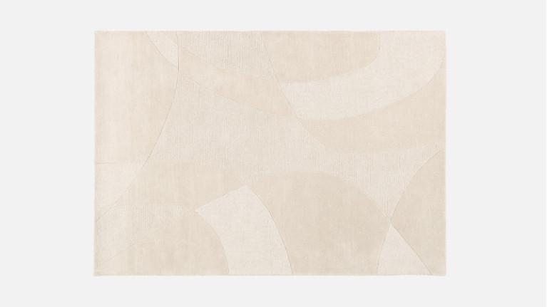 100% wool hand-tufted rug, soft monochrome tones, PIANA