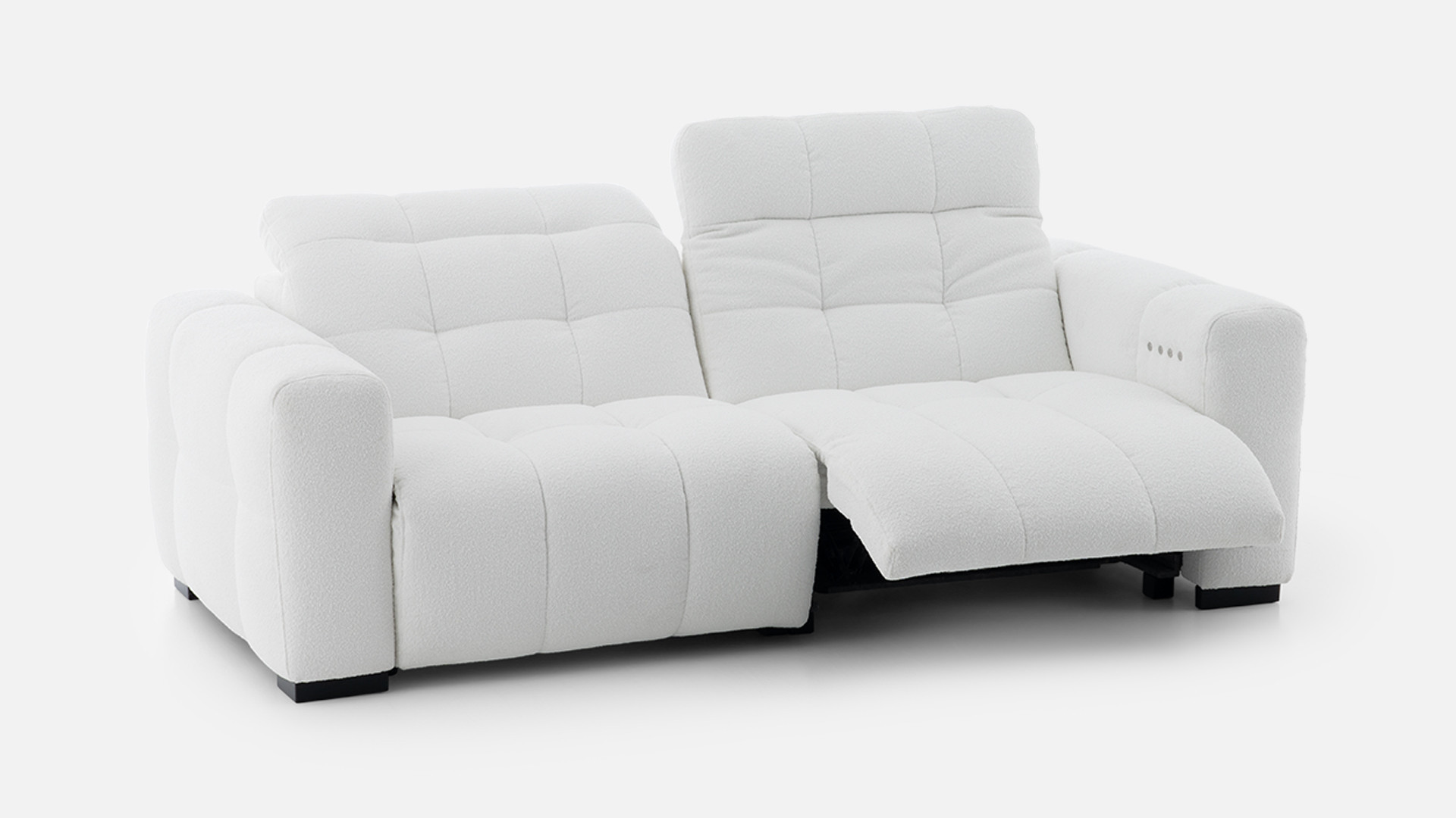 3-seater electric recliner sofa in white fabric BEACH