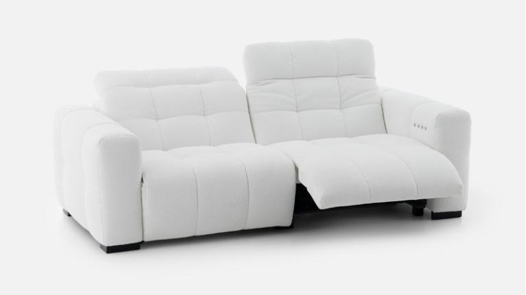 3-seater electric recliner sofa in white fabric BEACH