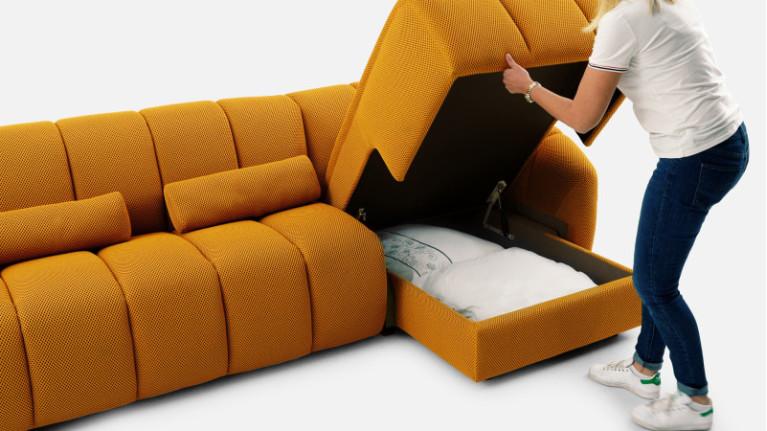 3D fabric corner sofa bed TEDDY | Generous dimensions