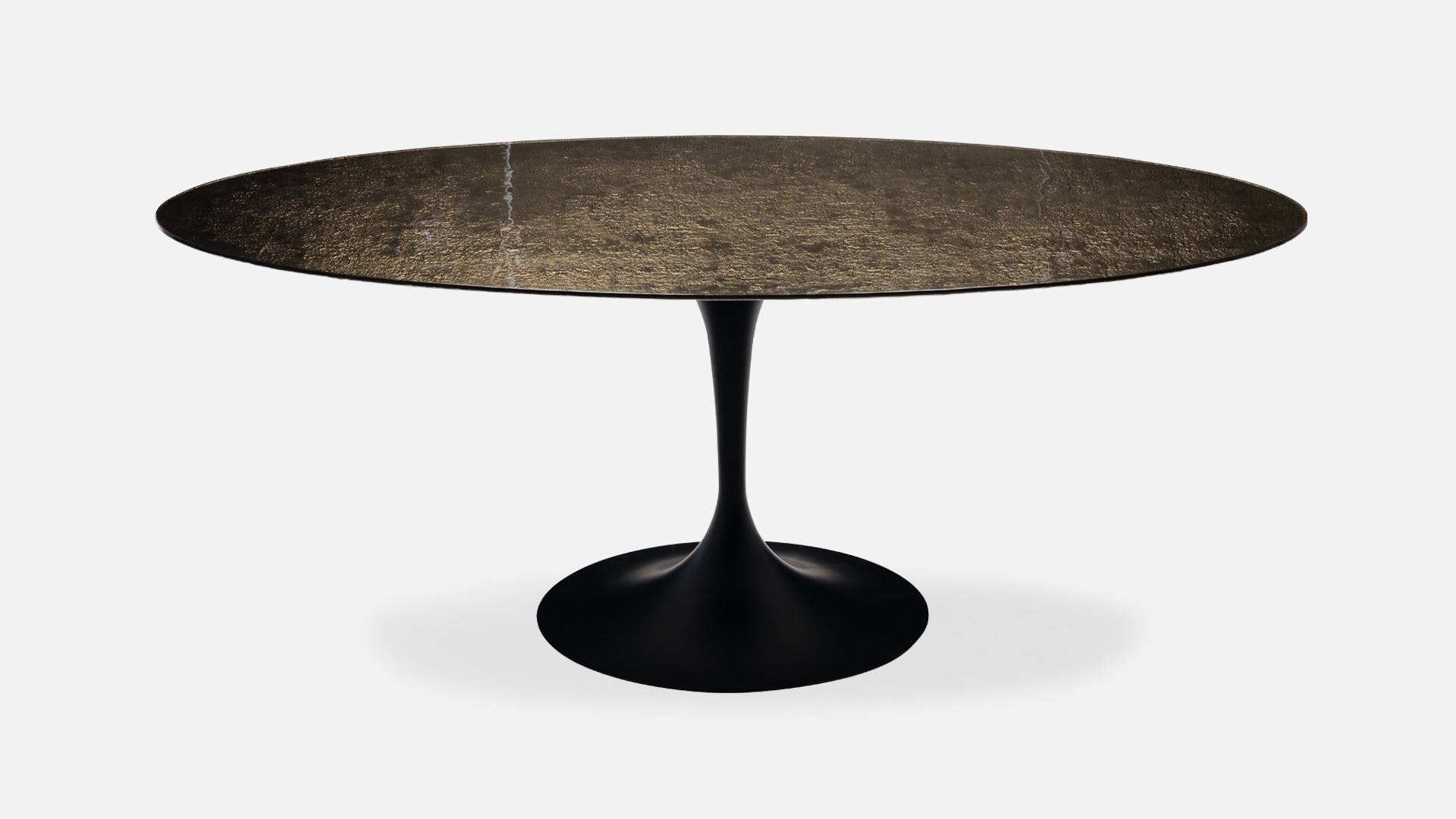 RETRO oval dining table in gold glass