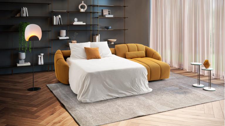 3D fabric corner sofa bed TEDDY | Generous dimensions