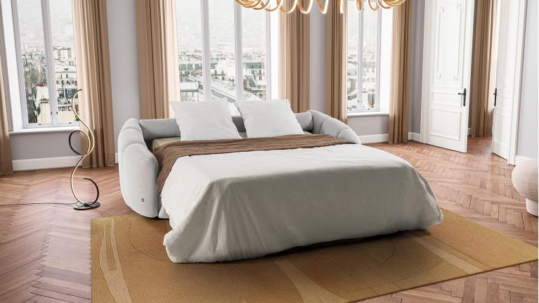 2-seater sofa bed in 3D fabric TEDDY | Veritable cloud of softness