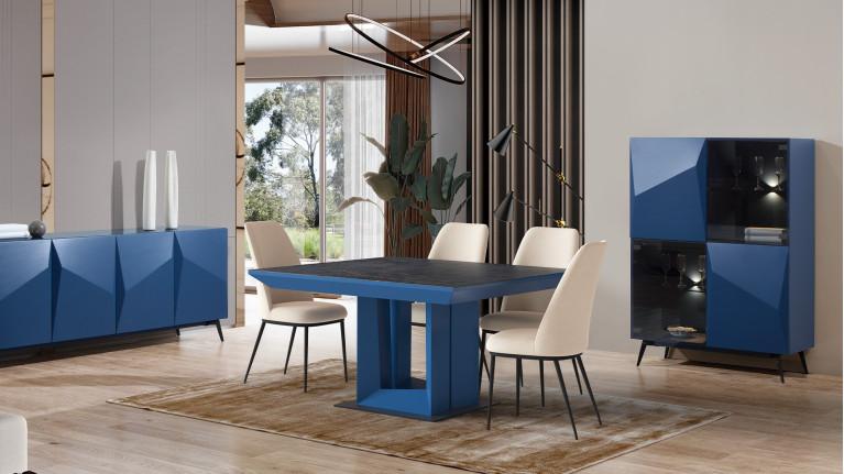 Tall unit in blue matte lacquer ORIGAMI | Minimalist design