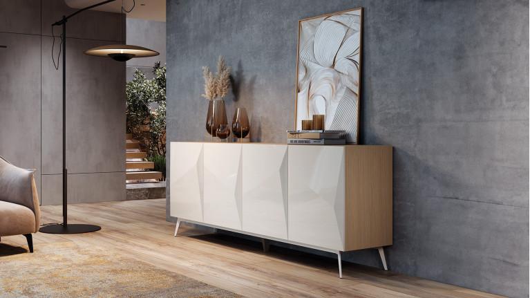 ORIGAMI 4-door sideboard in high-gloss lacquer | Minimalist design