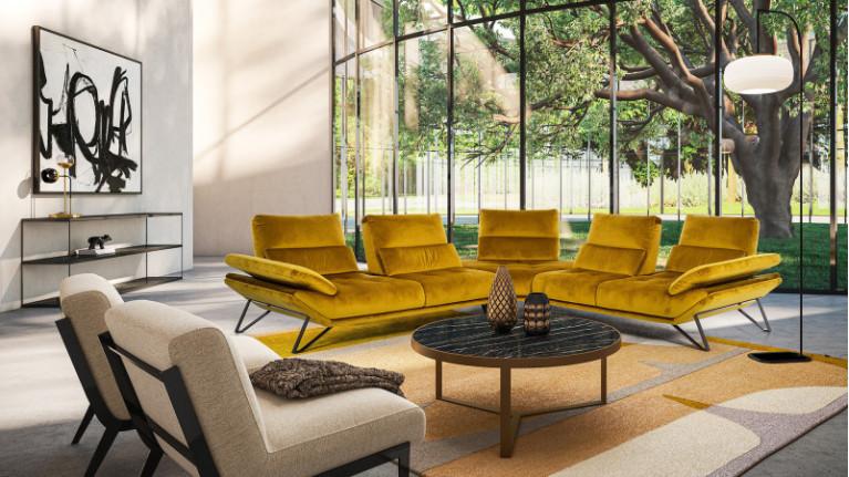 FLY leather corner sofa | A contemporary living room