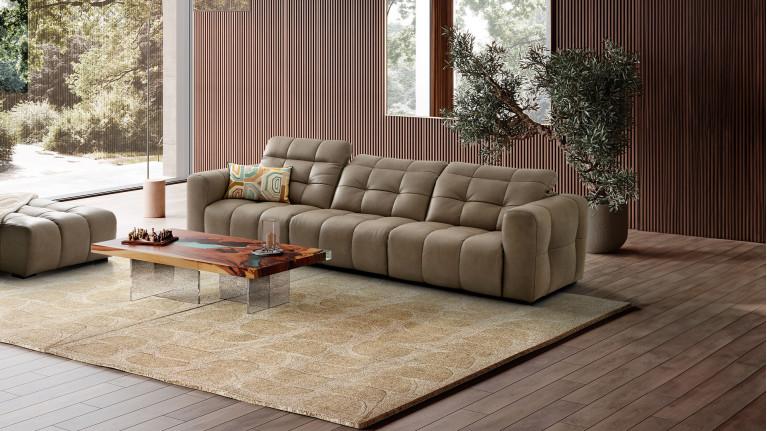 3-seater leather sofa, 100% modular, BEACH