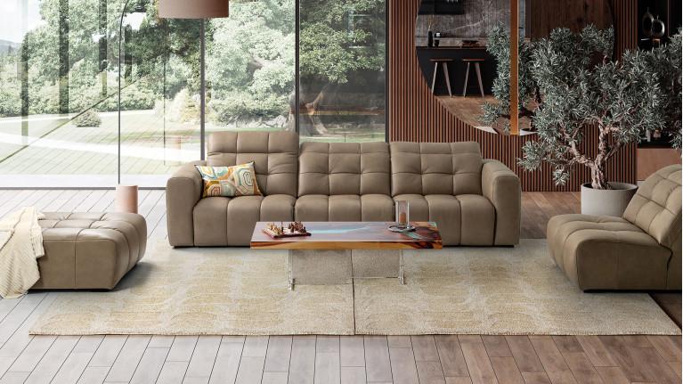 3-seater leather sofa, 100% modular, BEACH