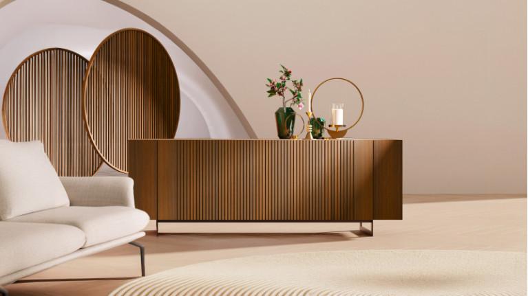 4-door light oak buffet PIANA | Quality for your living room