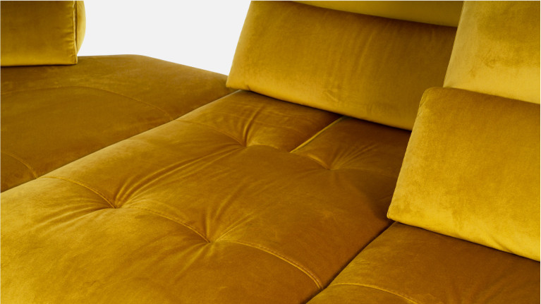 FLY corner sofa | A mustard-yellow velvet-look living room