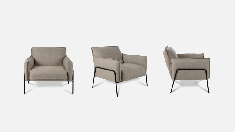 GRACE fabric armchair | Cosy beige or grey seat