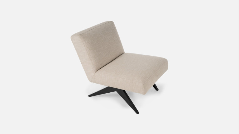 Low armchair in beige linen IMKA