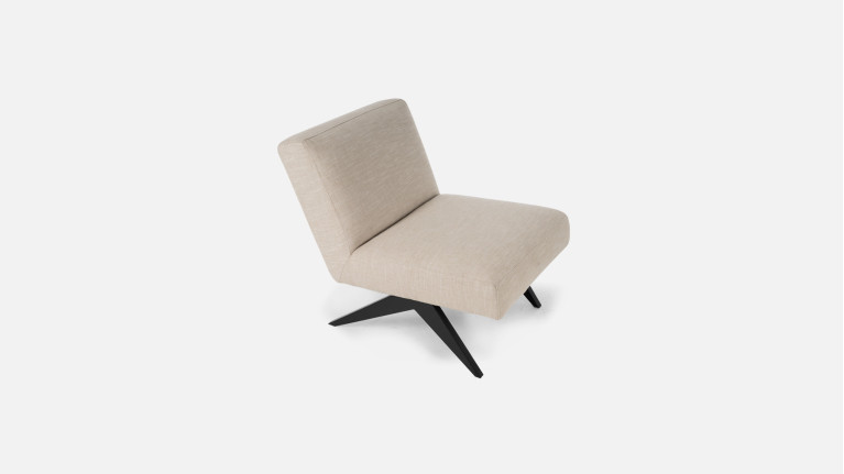 Low armchair in beige linen IMKA