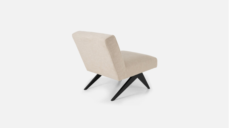 Low armchair in beige linen IMKA