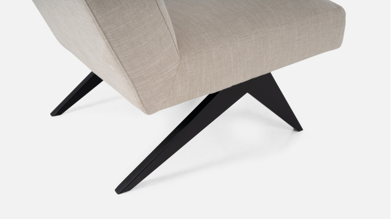 Low armchair in beige linen IMKA