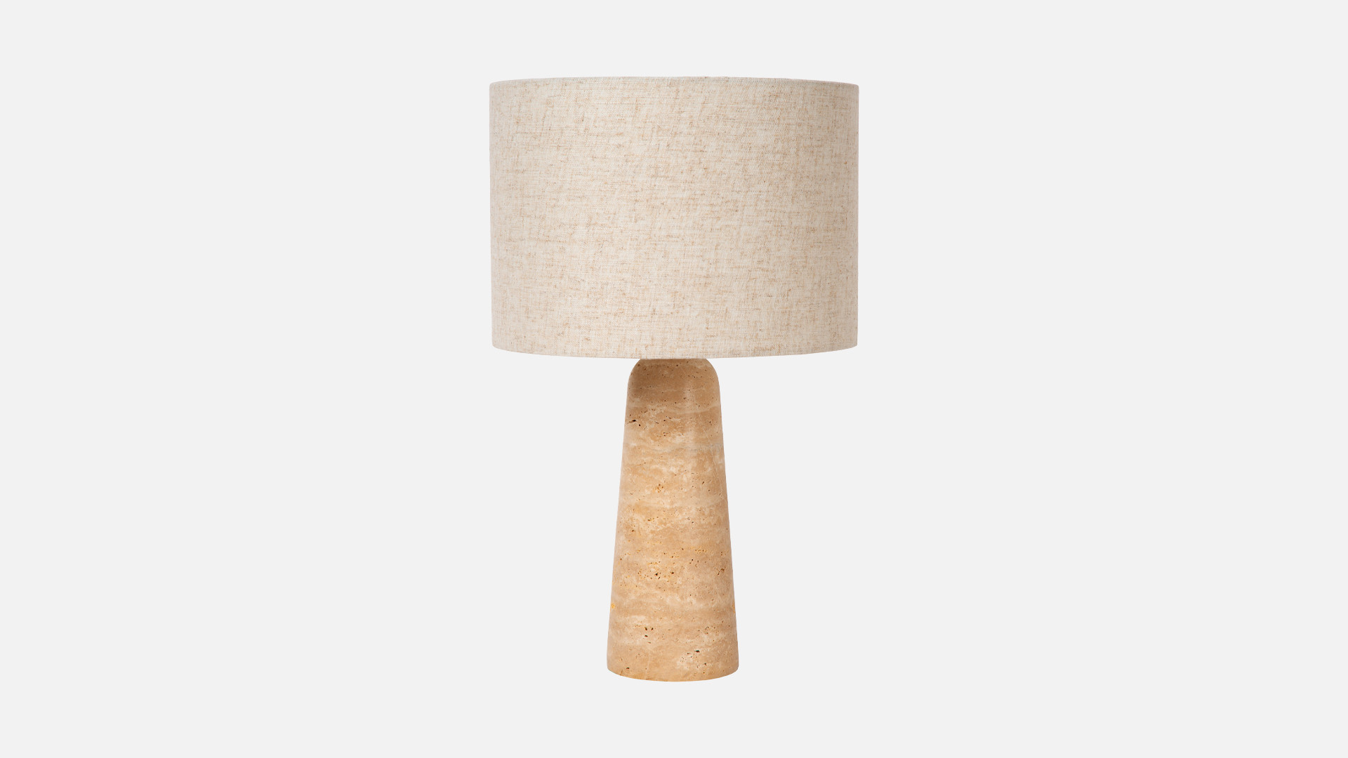Lampe à poser NIMUE | Mariage parfait du travertin et du lin