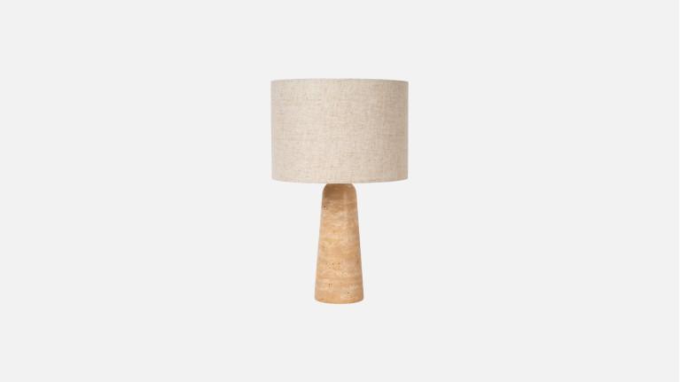 Table lamp NIMUE | Perfect marriage of travertine and linen