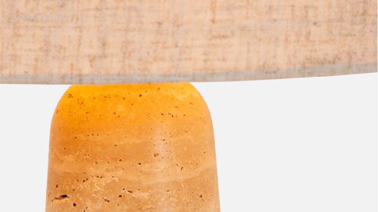 Table lamp NIMUE | Perfect marriage of travertine and linen