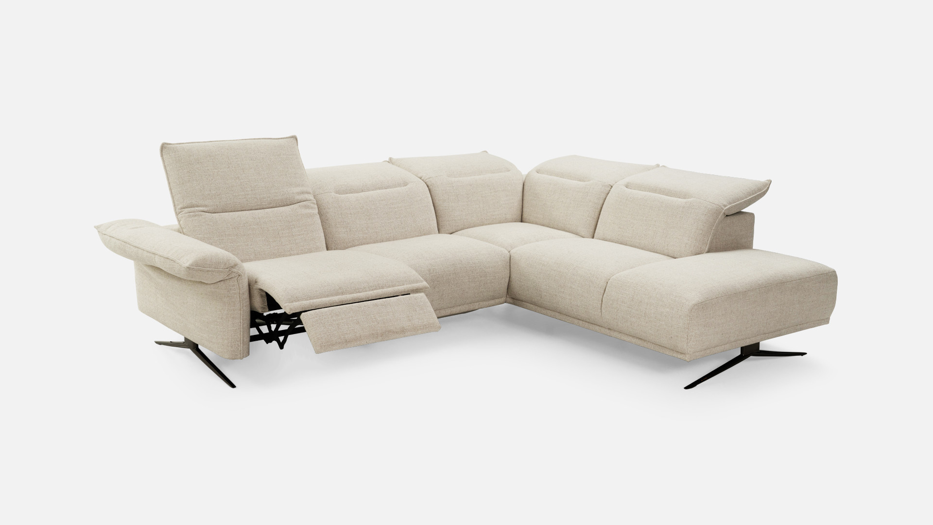 Canapé d'angle relaxation électrique tissu PASSION | Soutien optimal
