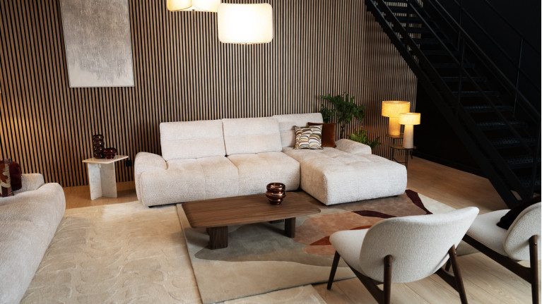 Canapé d'angle chaise longue tissu ANITA | Élégance et confort