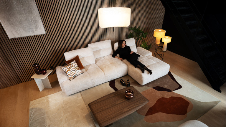 Canapé d'angle chaise longue tissu ANITA | Élégance et confort