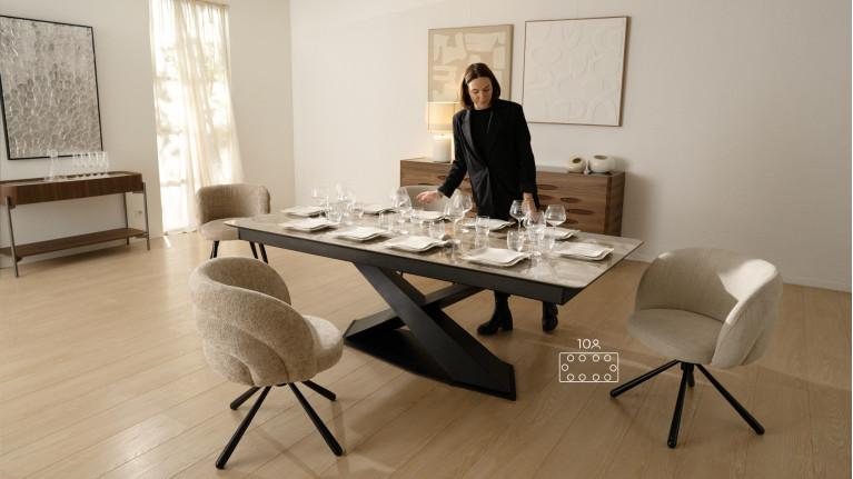 Extendable ceramic dining table ECLIPSE | Table XL