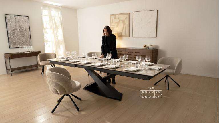 Extendable ceramic dining table ECLIPSE | Table XL