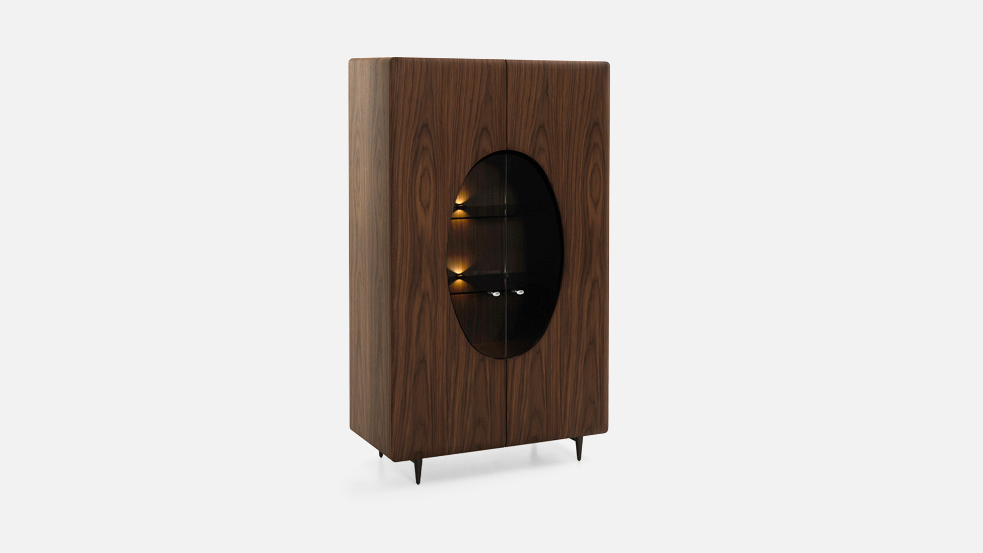 Vitrine 2 portes noyer DOLLY | Éclat discret et raffinement naturel