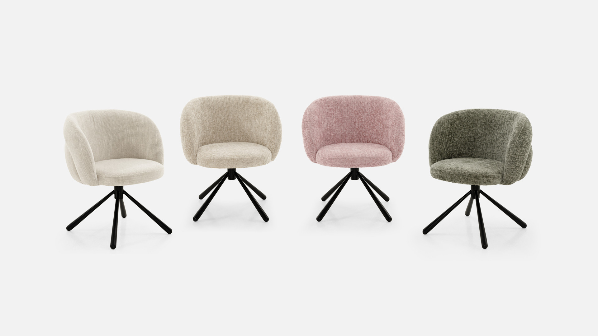 Chaise tissu GALET | Base pivotante à 360°