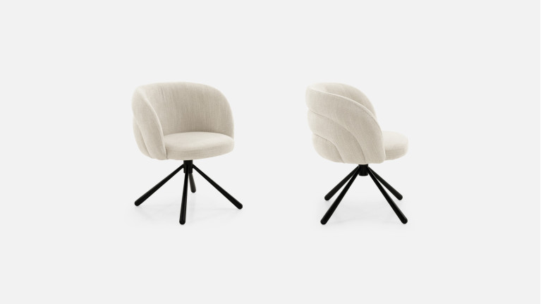 Chaise tissu GALET | Base pivotante à 360°