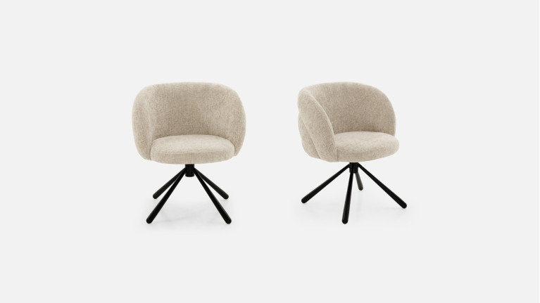 Chaise tissu GALET | Base pivotante à 360°