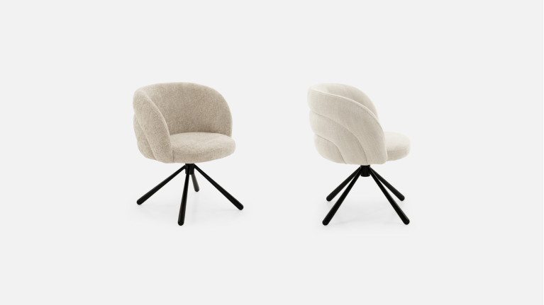 Chaise tissu GALET | Base pivotante à 360°