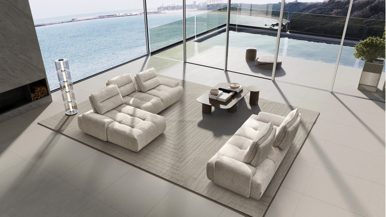 Canapé d'angle chaise longue tissu ANITA | Élégance et confort