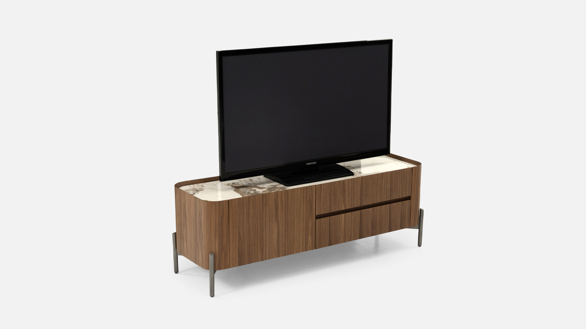 Meuble TV PALACE | Noyer raffiné & céramique Pandora design