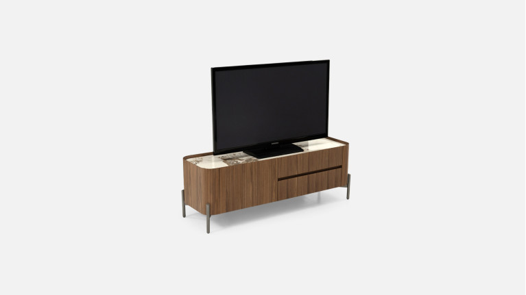 Meuble TV PALACE | Noyer raffiné & céramique Pandora design