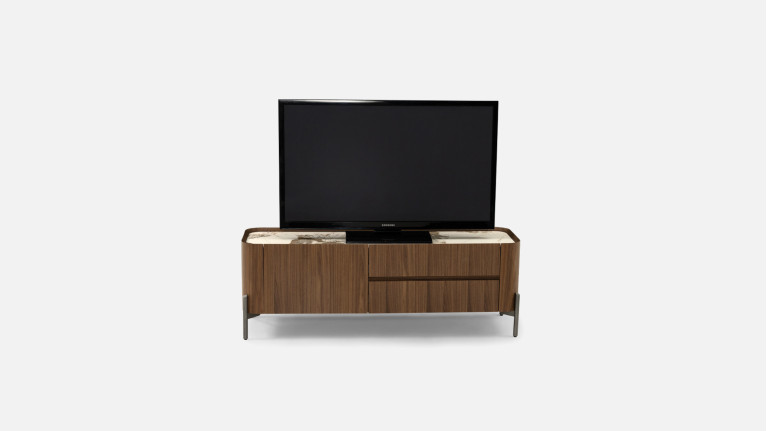 Meuble TV PALACE | Noyer raffiné & céramique Pandora design