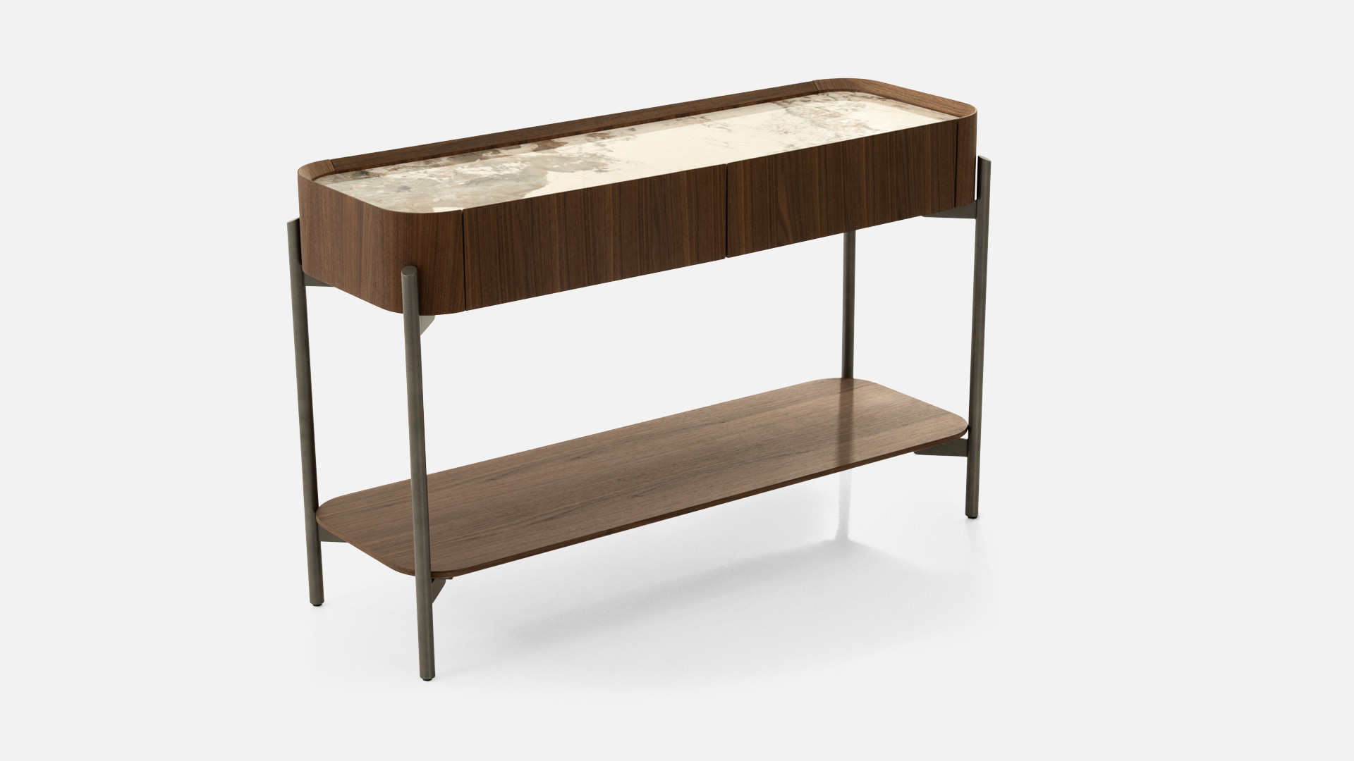 Console PALACE | Élégance minérale et chaleur du noyer