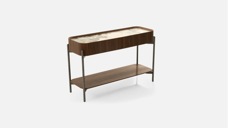 Console PALACE | Élégance minérale et chaleur du noyer