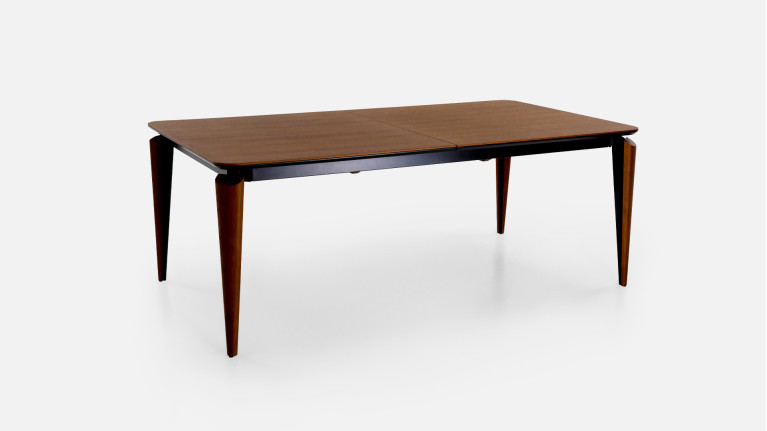 Table extensible COSMOS noyer | Allonge centrale et piètement frêne