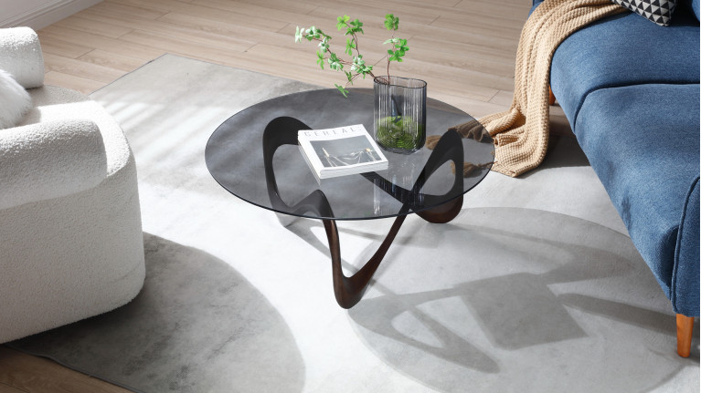 MEDUSA coffee table | Sculptural design in smoked glass and dark wood