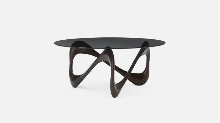 MEDUSA coffee table | Sculptural design in smoked glass and dark wood