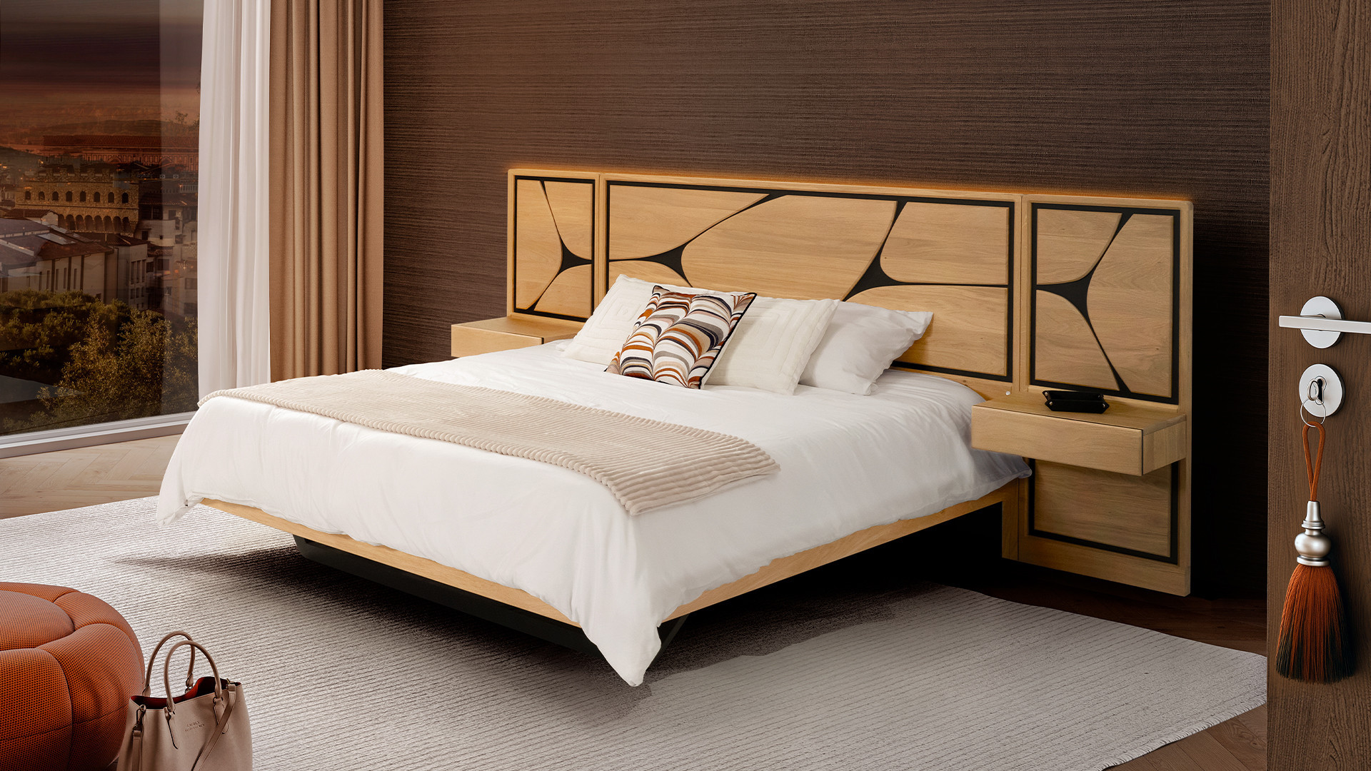 Bed set with bedside tables FRANCE | Savoir-faire artisanale