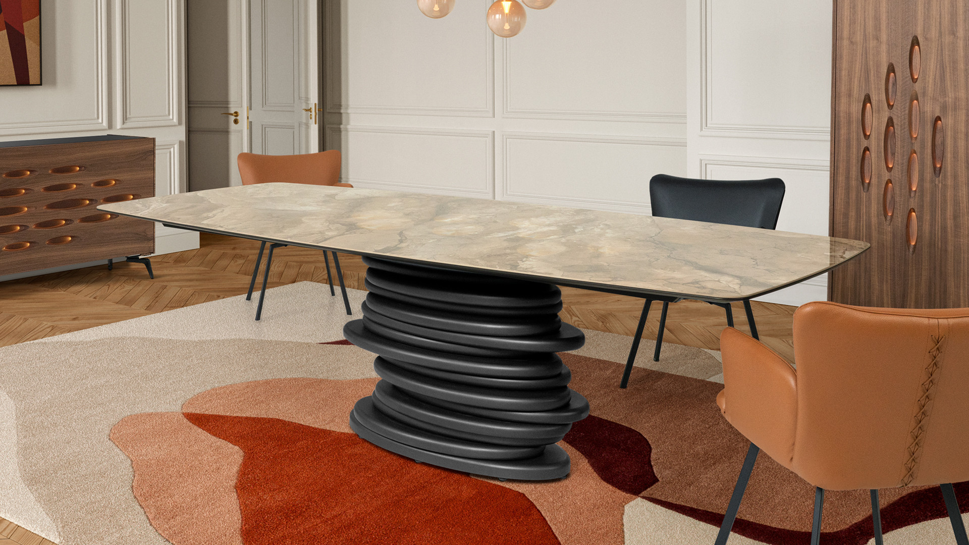 OROS table - Ceramic top and textured central base