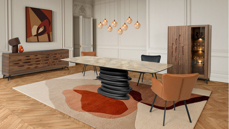 OROS table - Ceramic top and textured central base